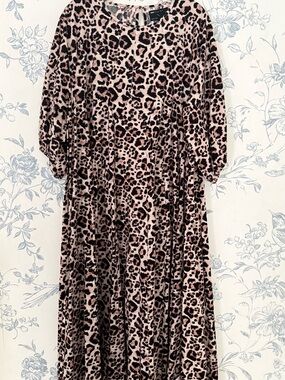 ASOS Pink and Black Leopard Print Maxi Dress